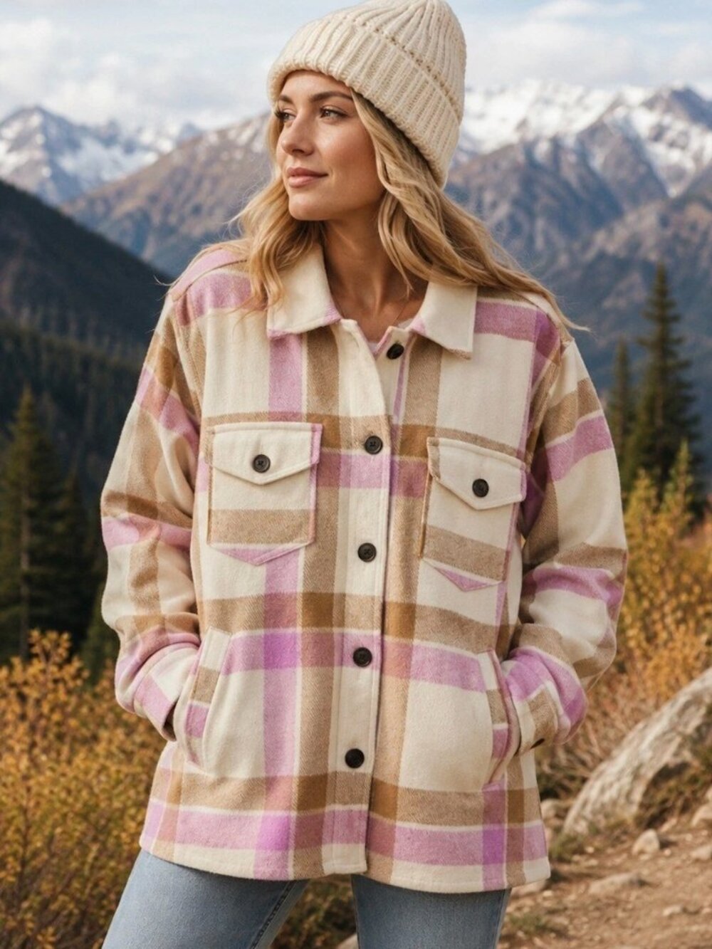 GAP Plaid Flannel‎ Button Down 4% WOOL Shirt Jacket/Shacket Women's Size S